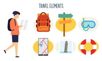 viaje elementos logo colección vector