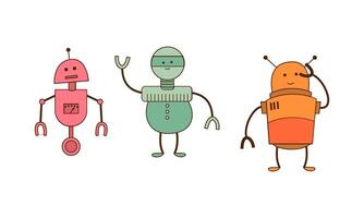 conjunto de dibujos animados robots vector ilustración