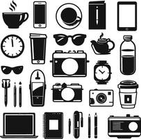 collection of icons for everyday items that we often use vector