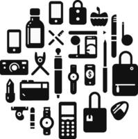 collection of icons for everyday items that we often use vector