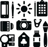 collection of icons for everyday items that we often use vector