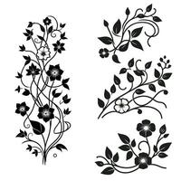 a collection of unique and simple vine flower illustrations vector