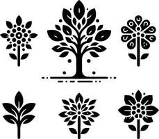 árbol línea icono. sencillo minimalista plantas, orgánico geométrico resumen formas hojas y arboles conjunto de vector belleza árbol logos