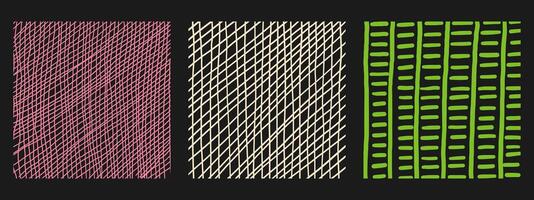 patrones con mano dibujado lineal eclosión y rayado transversal texturas de moda ilustración vector