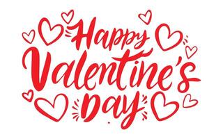 San Valentín día mano dibujado tipografía con corazones. cepillo letras, citar contento san valentin día. vector