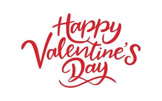 Happy Valentines Day hand drawn lettering red color vector