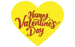 Happy Valentine's Day typography handwritten calligraphy text in yellow love background vector