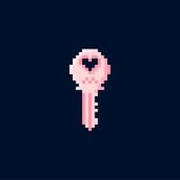 Illustration vector graphic of pink heart key in pixel art style