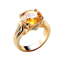 AI generated Elegant Golden Ring with Gemstone in Box - Luxury Clipart Design png