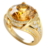 AI generated Sophisticated Golden Ring with Gemstone - Elegant Jewelry Illustration png
