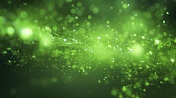 AI generated green lime glow particle abstract bokeh background photorealistic 3d render photo