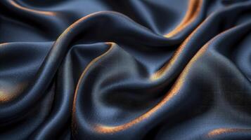 AI generated Black dark silk fabric background. The luxurious fabric textured is very realistic and detailed. photo