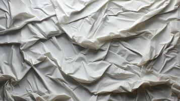 AI generated Glued white paper background. Crumpled texture background. photo