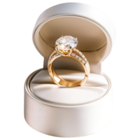 ai gerado casamento comprometimento símbolo, diamante anel dentro caixa png