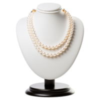 AI generated Pearl Necklace in Fashionable Display Stand, Jewelry Elegance png