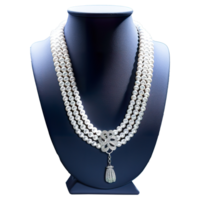 AI generated Pearl Perfection, White Pearl Necklace Showcased in Elegance png