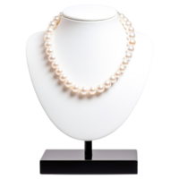 AI generated Pearl Necklace in Fashionable Display Stand, Jewelry Elegance png