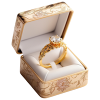 ai generado Boda anillo en caja, símbolo de amor y compromiso png