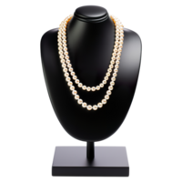 ai generato senza tempo eleganza, bianca perla collana visualizzato nel lusso png
