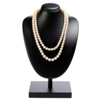 ai généré intemporel élégance, blanc perle Collier affiché dans luxe png