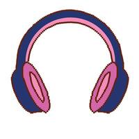 Headphones in 8 bit of pixel art. Icon pixels for game assets and web icons in vector illustrations.