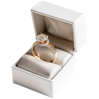 ai generiert symbolisch Geste, Engagement Ring im elegant Box png