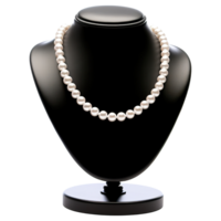 AI generated Elegant White Pearl Necklace on Display Stand, Luxury Jewelry png