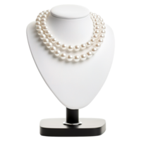 AI generated Elegant White Pearl Necklace on Display Stand, Luxury Jewelry png