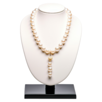 AI generated Elegant White Pearl Necklace on Display Stand, Luxury Jewelry png