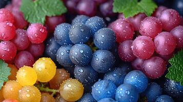 AI generated Colorful grape fruit background with a feel of freshness. photo