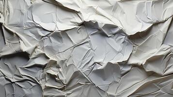 AI generated Glued white paper background. Crumpled texture background. photo