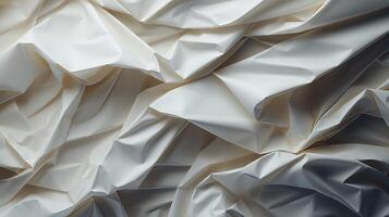 AI generated White crumpled paper texture background. photo