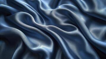 AI generated Blue silk fabric background. The luxurious fabric textured is very realistic and detailed. photo