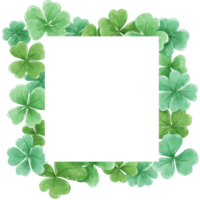 handgemalt Aquarell Illustration Clip Art von Kleeblatt Frames Kränze mit Blumen St Patrick's Tag Geburtstag Blumen- Vereinbarungen Gruß Karten Hochzeit Einladung Party irisch png