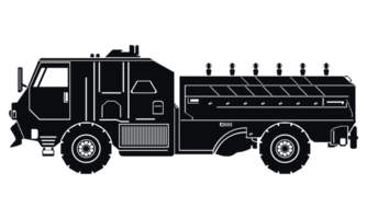Armored military vehicle silhouette. Black icon. War and army symbols. PNG Illustration.