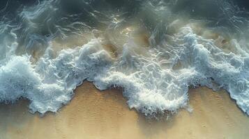 ai generado hermosa azul Oceano olas en limpiar arenoso playa antecedentes. verano vacaciones antecedentes concepto. foto
