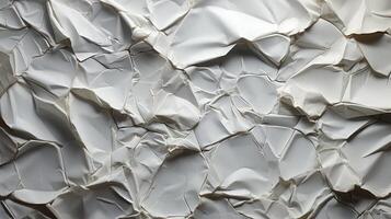 AI generated Glued white paper background. Crumpled texture background. photo