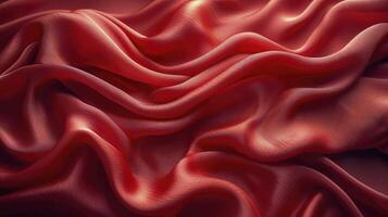 AI generated Red silk fabric background. The luxurious fabric textured is very realistic and detailed. photo