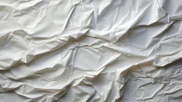 AI generated Glued white paper background. Crumpled texture background. photo