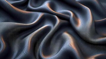 AI generated Black dark silk fabric background. The luxurious fabric textured is very realistic and detailed. photo