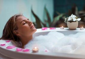 Woman enjoying dayspa photo