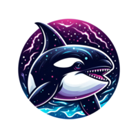 AI generated a cartoon whale with a blue and purple background png