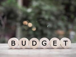 Wooden blocks with the word BUDGET. The concept about budget planning and allocation photo