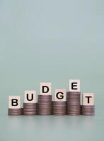 Wooden blocks with the word BUDGET. The concept about budget planning and allocation photo