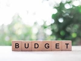 Wooden blocks with the word BUDGET. The concept about budget planning and allocation photo