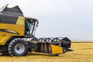 Harvesting wheat with a combine harvester. photo