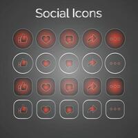 Reddish Theme Set of generic social media user interface icons. Like, comment, share and save icons. Social media flat icon. Vector