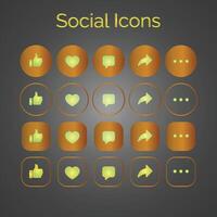 marrón tema conjunto de genérico social medios de comunicación usuario interfaz iconos como, comentario, compartir y salvar iconos social medios de comunicación plano icono. vector