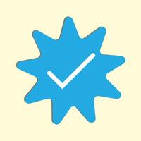 Blue tick - a symbol of certification and verification on social media and social networks. Verified and certified official account and profile. Symbol, sign and icon as isolated vector illustration