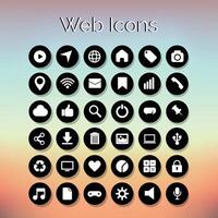 Website Icons set of 36 application icons Black and White colored icons Gradient Background tablet vector